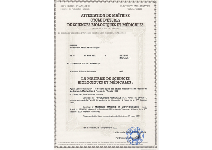 Maîtrise sciences biologiques et médicales